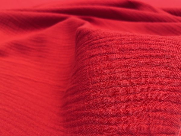 Red Double Gauze MUSLIN 100% Cotton Fabric Curtains Fine Cheese Baby Cloth Linen Look Event Wedding Textile - 55"/140cm Wide - Image 2