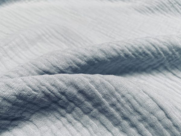 Silver Grey Double Gauze MUSLIN 100% Cotton Fabric Curtains Fine Cheese Baby Cloth Linen Look Event Wedding Textile - 55"/140cm Wide