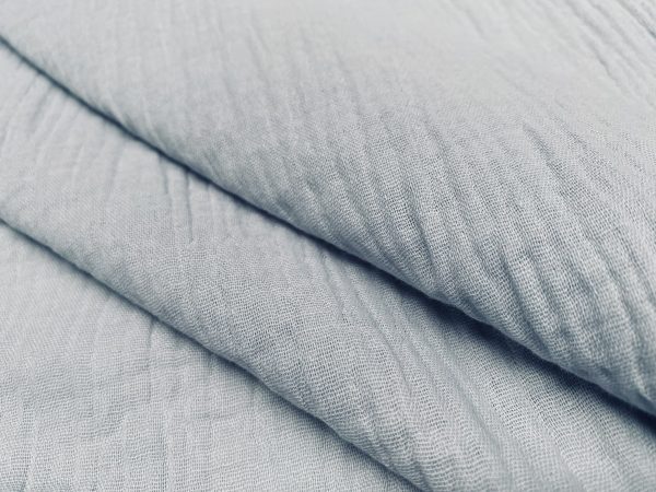 Silver Grey Double Gauze MUSLIN 100% Cotton Fabric Curtains Fine Cheese Baby Cloth Linen Look Event Wedding Textile - 55"/140cm Wide - Image 2