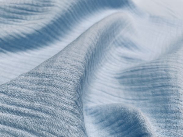 Sky Blue Double Gauze MUSLIN 100% Cotton Fabric Curtains Fine Cheese Baby Cloth Linen Look Event Wedding Textile - 55"/140cm Wide