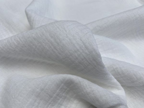 White Double Gauze MUSLIN 100% Cotton Fabric Curtains Fine Cheese Baby Cloth Linen Look Event Wedding Textile - 55" or 140cm Wide - Image 3