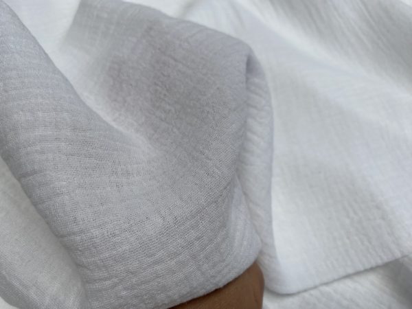 White Double Gauze MUSLIN 100% Cotton Fabric Curtains Fine Cheese Baby Cloth Linen Look Event Wedding Textile - 55" or 140cm Wide - Image 4