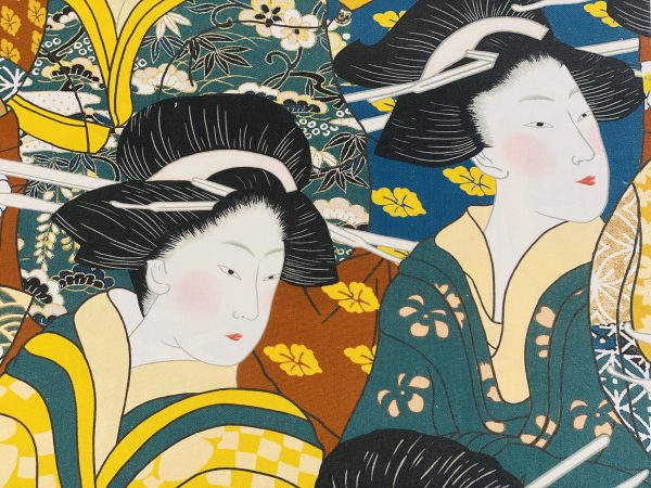 Geisha Faces Print Fabric Oriental Maiko Japanese Chinese Home Decor Curtains Upholstery Dress Material  - 140cm or 55" Wide