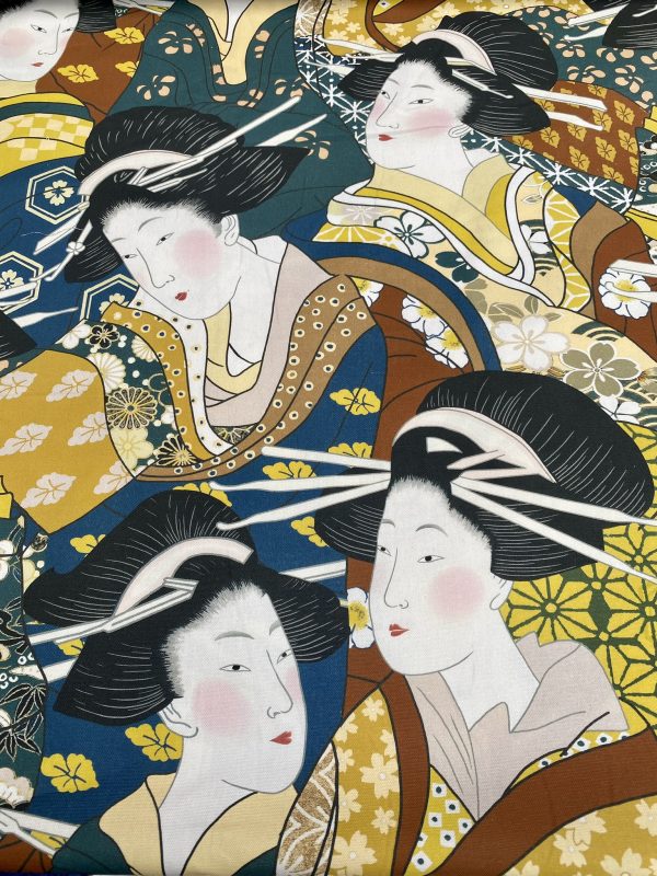 Geisha Faces Print Fabric Oriental Maiko Japanese Chinese Home Decor Curtains Upholstery Dress Material  - 140cm or 55" Wide - Image 5