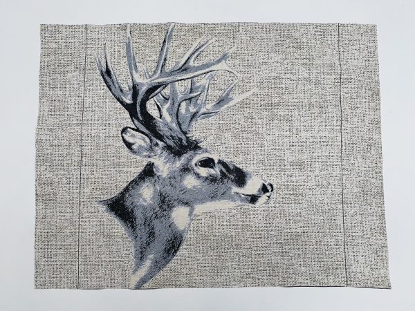 Stag Head Cushion PANEL Deer Gobelin Fabric Natural Linen Look Material Home Decor Upholstery Textile - 52cm x 53cm - Sold By The Panel - Image 4