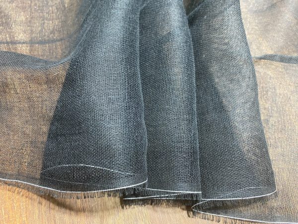 Black Mull Muslin 100% Cotton Fabric Voile Curtains Fine Cheesecloth Linen Look Wedding Table Runner - 140cm wide - Image 2