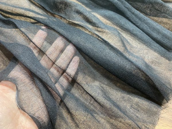 Black Mull Muslin 100% Cotton Fabric Voile Curtains Fine Cheesecloth Linen Look Wedding Table Runner - 140cm wide