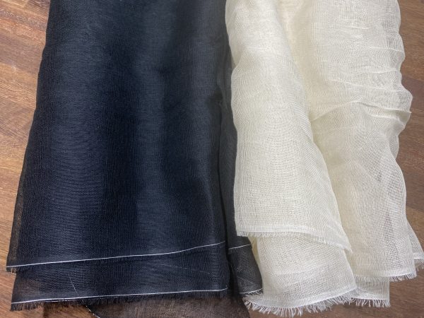 Black Mull Muslin 100% Cotton Fabric Voile Curtains Fine Cheesecloth Linen Look Wedding Table Runner - 140cm wide - Image 5