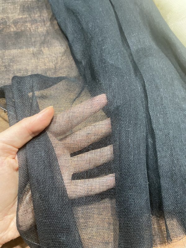 Black Mull Muslin 100% Cotton Fabric Voile Curtains Fine Cheesecloth Linen Look Wedding Table Runner - 140cm wide - Image 4