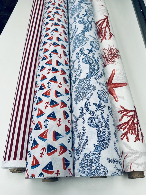 Red Stripes Nautical Teflon Coated Fabric Home Decor Upholstery Marine Water Resistant Material - 140cm or 55" Wide - Image 7