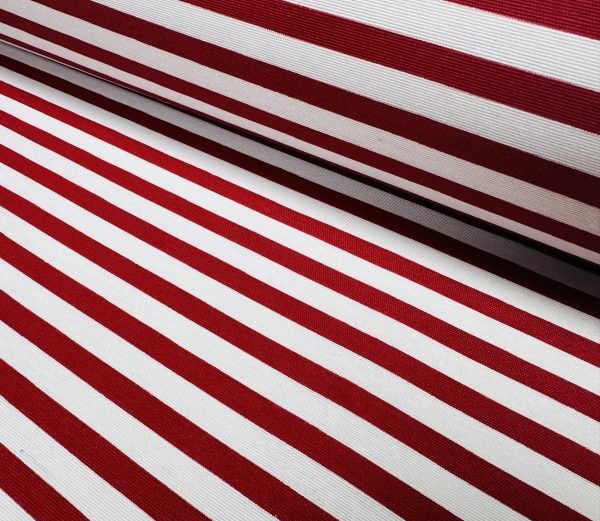 Red Stripes Nautical Teflon Coated Fabric Home Decor Upholstery Marine Water Resistant Material - 140cm or 55" Wide - Image 2