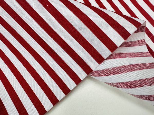 Red Stripes Nautical Teflon Coated Fabric Home Decor Upholstery Marine Water Resistant Material - 140cm or 55" Wide - Image 4