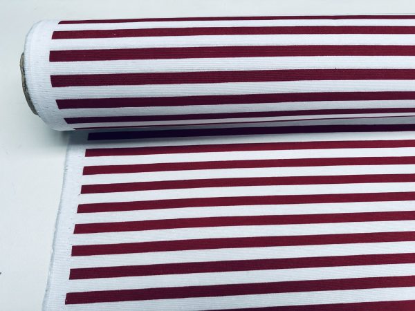 Red Stripes Nautical Teflon Coated Fabric Home Decor Upholstery Marine Water Resistant Material - 140cm or 55" Wide - Image 3