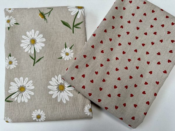 Little Red Love Hearts Fabric Linen Look Home Decor Upholstery Curtain Christmas Culla Material - 55"/140cm Wide Canvas - Image 6