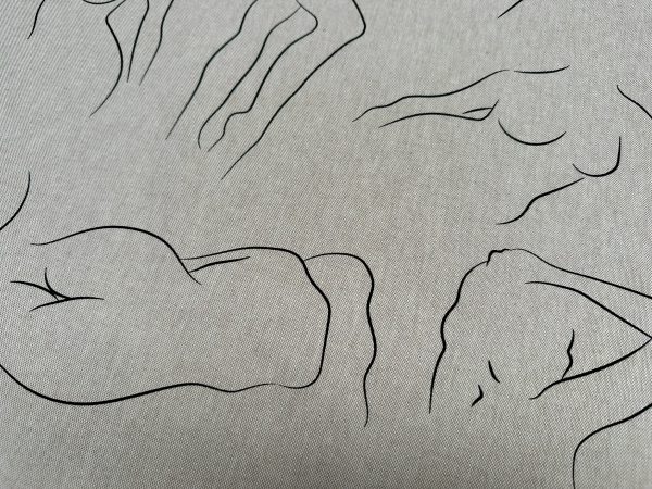 Nude Body One-Line Print Fabric Naked Poses Linen Look 55"/140cm Wide Canvas for Home Decor Upholstery Curtains Dressmaking - Image 6