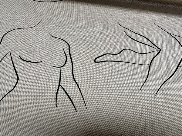Nude Body One-Line Print Fabric Naked Poses Linen Look 55"/140cm Wide Canvas for Home Decor Upholstery Curtains Dressmaking - Image 5