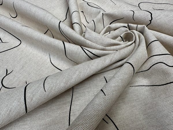 Nude Body One-Line Print Fabric Naked Poses Linen Look 55"/140cm Wide Canvas for Home Decor Upholstery Curtains Dressmaking - Image 3