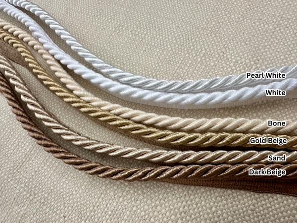 Bone Flanged Piping Cord Twisted Rope Trim Home Decor – Pillow Cushion Curtains Edge Trimming Upholstery – 7mm Wide – ANY LENGTH - Image 2