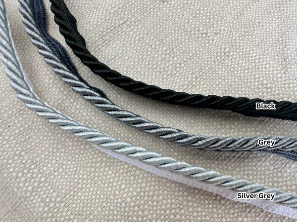 Black Flanged Piping Cord Twisted Rope Trim Home Decor – Pillow Cushion Curtains Edge Trimming Upholstery – 7mm Wide – ANY LENGTH - Image 2