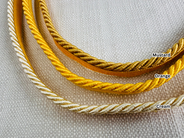 Cream Flanged Piping Cord Twisted Rope Trim Home Decor – Pillow Cushion Curtains Edge Trimming Upholstery – 7mm Wide – ANY LENGTH - Image 2