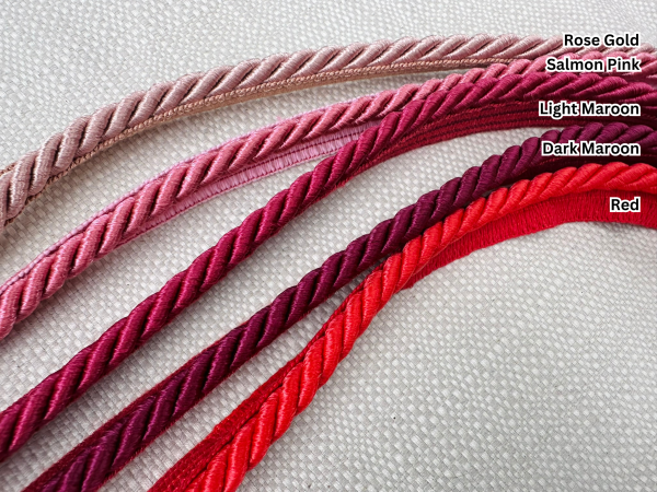 Dark Maroon Flanged Piping Cord Twisted Rope Trim Home Decor – Pillow Cushion Curtains Edge Trimming Upholstery – 7mm Wide – ANY LENGTH - Image 2