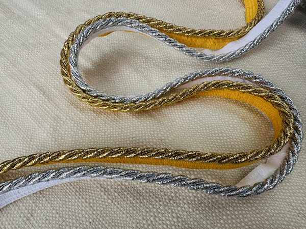 Gold Metallic Flanged Piping Cord Twisted Rope Trim Home Decor - Pillow Cushion Curtains Edge Trimming Upholstery - 7mm Wide - ANY LENGTH - Image 2
