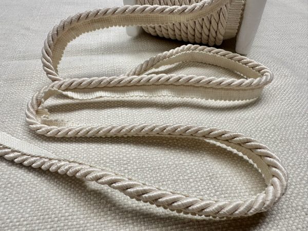 Bone Flanged Piping Cord Twisted Rope Trim Home Decor – Pillow Cushion Curtains Edge Trimming Upholstery – 7mm Wide – ANY LENGTH