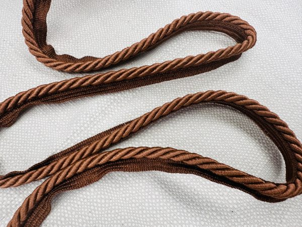 Chocolate Flanged Piping Cord Twisted Rope Trim Home Decor – Pillow Cushion Curtains Edge Trimming Upholstery – 7mm Wide – ANY LENGTH