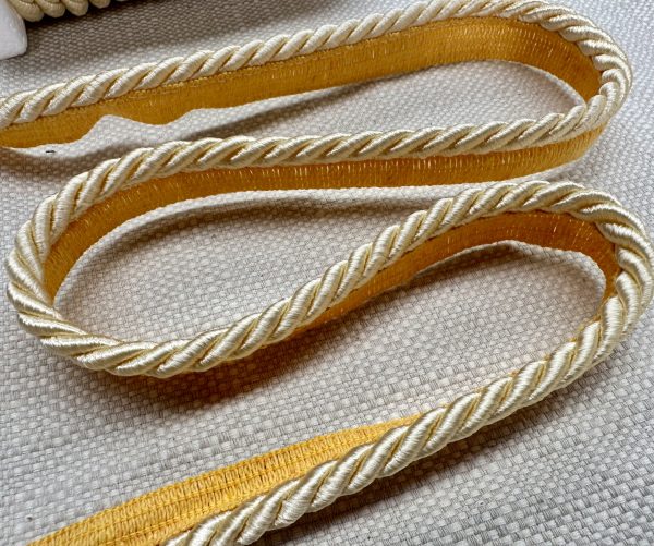 Cream Flanged Piping Cord Twisted Rope Trim Home Decor – Pillow Cushion Curtains Edge Trimming Upholstery – 7mm Wide – ANY LENGTH