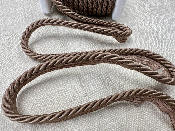 Dark Beige Flanged Piping Cord Twisted Rope Trim Home Decor – Pillow Cushion Curtains Edge Trimming Upholstery – 7mm Wide – ANY LENGTH
