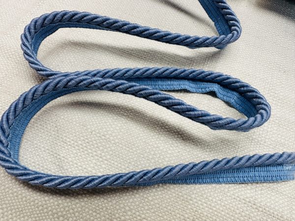 Dusty Blue Flanged Piping Cord Twisted Rope Trim Home Decor – Pillow Cushion Curtains Edge Trimming Upholstery – 7mm Wide – ANY LENGTH