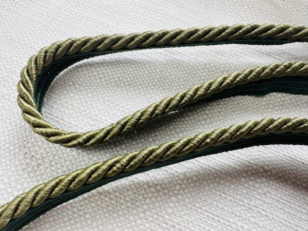 Khaki Green Flanged Piping Cord Twisted Rope Trim Home Decor – Pillow Cushion Curtains Edge Trimming Upholstery – 7mm Wide – ANY LENGTH