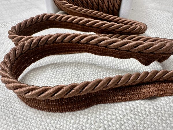 Light Brown Flanged Piping Cord Twisted Rope Trim Home Decor – Pillow Cushion Curtains Edge Trimming Upholstery – 7mm Wide – ANY LENGTH