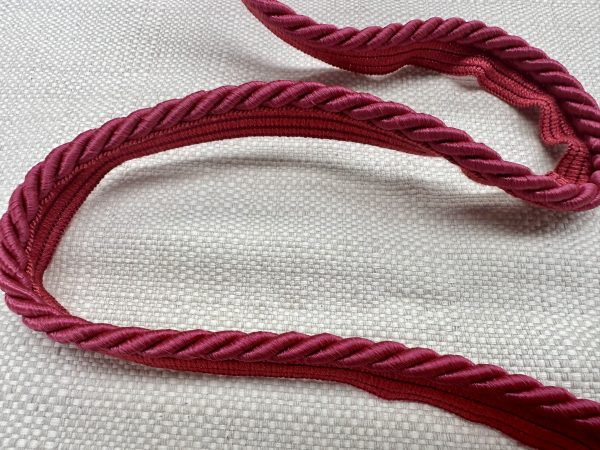 Light Maroon Flanged Piping Cord Twisted Rope Trim Home Decor – Pillow Cushion Curtains Edge Trimming Upholstery – 7mm Wide – ANY LENGTH