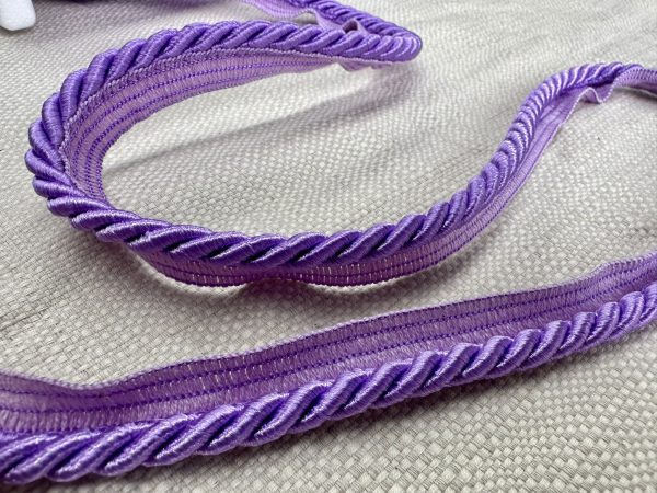 Lilac Flanged Piping Cord Twisted Rope Trim Home Decor – Pillow Cushion Curtains Edge Trimming Upholstery – 7mm Wide – ANY LENGTH