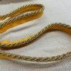 Gold Metallic Flanged Piping Cord Twisted Rope Trim Home Decor - Pillow Cushion Curtains Edge Trimming Upholstery - 7mm Wide - ANY LENGTH
