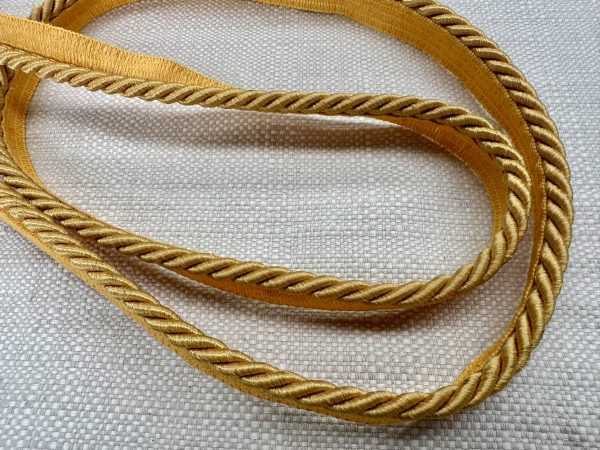 Mustard Flanged Piping Cord Twisted Rope Trim Home Decor – Pillow Cushion Curtains Edge Trimming Upholstery – 7mm Wide – ANY LENGTH