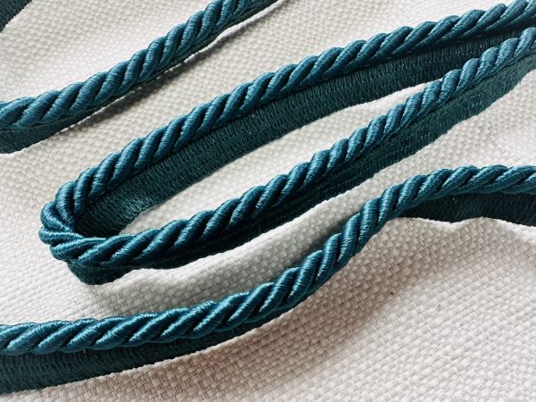 Petrol Green Flanged Piping Cord Twisted Rope Trim Home Decor – Pillow Cushion Curtains Edge Trimming Upholstery – 7mm Wide – ANY LENGTH