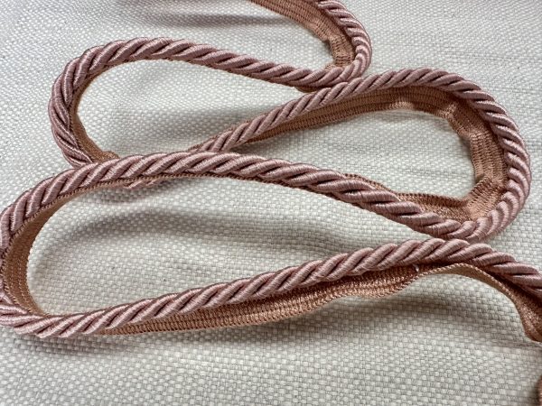 Rose Gold Flanged Piping Cord Twisted Rope Trim Home Decor – Pillow Cushion Curtains Edge Trimming Upholstery – 7mm Wide – ANY LENGTH