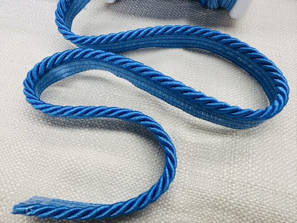Royal Blue Flanged Piping Cord Twisted Rope Trim Home Decor – Pillow Cushion Curtains Edge Trimming Upholstery – 7mm Wide – ANY LENGTH