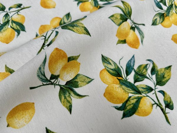 Lemon Branch Print Fabric Green Tree Leaf Linen Look Home Decor Upholstery Kitchen Curtain Cotton Material 55" or 140cm Wide - Image 5