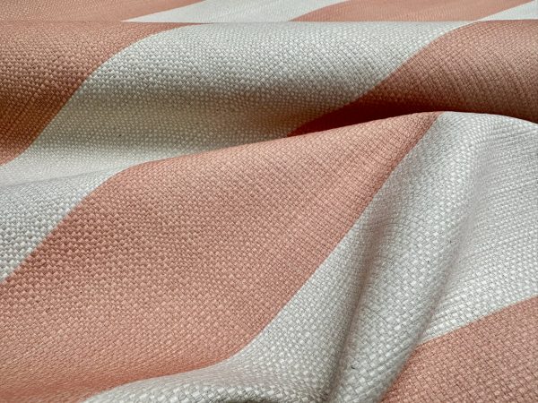 9cm wide Stripes Upholstery Fabric Plain Sofas Bed Home Decor Curtains Soft Material Cloth - 62'' or 160cm Wide - Pink Peach & Natural
