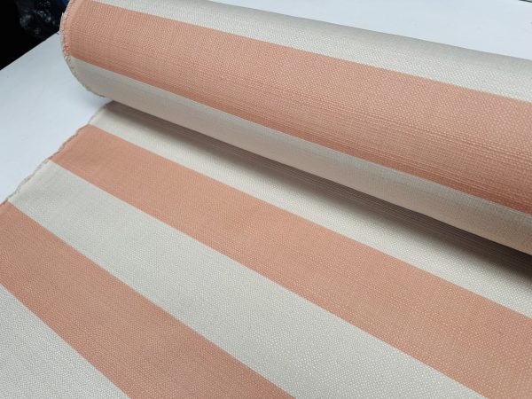 9cm wide Stripes Upholstery Fabric Plain Sofas Bed Home Decor Curtains Soft Material Cloth - 62'' or 160cm Wide - Pink Peach & Natural - Image 5