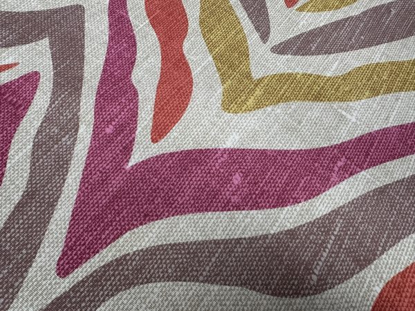 Pink Zebra Linen Look Print Fabric Animal Stripes Cotton Furnishing Curtain Upholstery Home Decor Material - 110"/280cm EXTRA Wide - Image 6