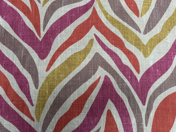 Pink Zebra Linen Look Print Fabric Animal Stripes Cotton Furnishing Curtain Upholstery Home Decor Material - 110"/280cm EXTRA Wide - Image 3