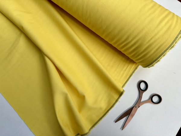 Classic Linen Cotton Blend Plain Fabric Material Lightweight Home Decor Bedding Clothes Curtains - 140cm wide - Yellow - Image 2