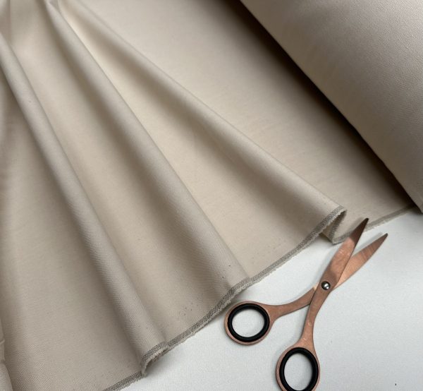 Classic Linen Cotton Blend Plain Fabric Material Lightweight Home Decor Bedding Clothes Curtains - 140cm wide - Beige - Image 2