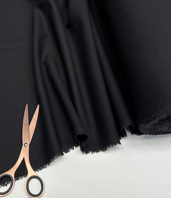 Classic Linen Cotton Blend Plain Fabric Material Lightweight Home Decor Bedding Clothes Curtains - 140cm wide - Black - Image 3