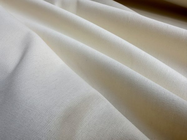 Classic Linen Cotton Blend Plain Fabric Material Lightweight Home Decor Bedding Clothes Curtains - 140cm wide - Cream Ivory