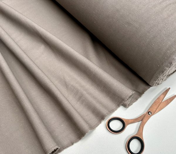 Classic Linen Cotton Blend Plain Fabric Material Lightweight Home Decor Bedding Clothes Curtains - 140cm wide - Dark Beige - Image 2
